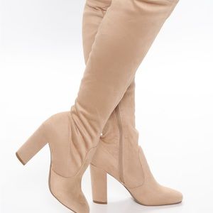 Take Me Out Heeled Boots - Nude